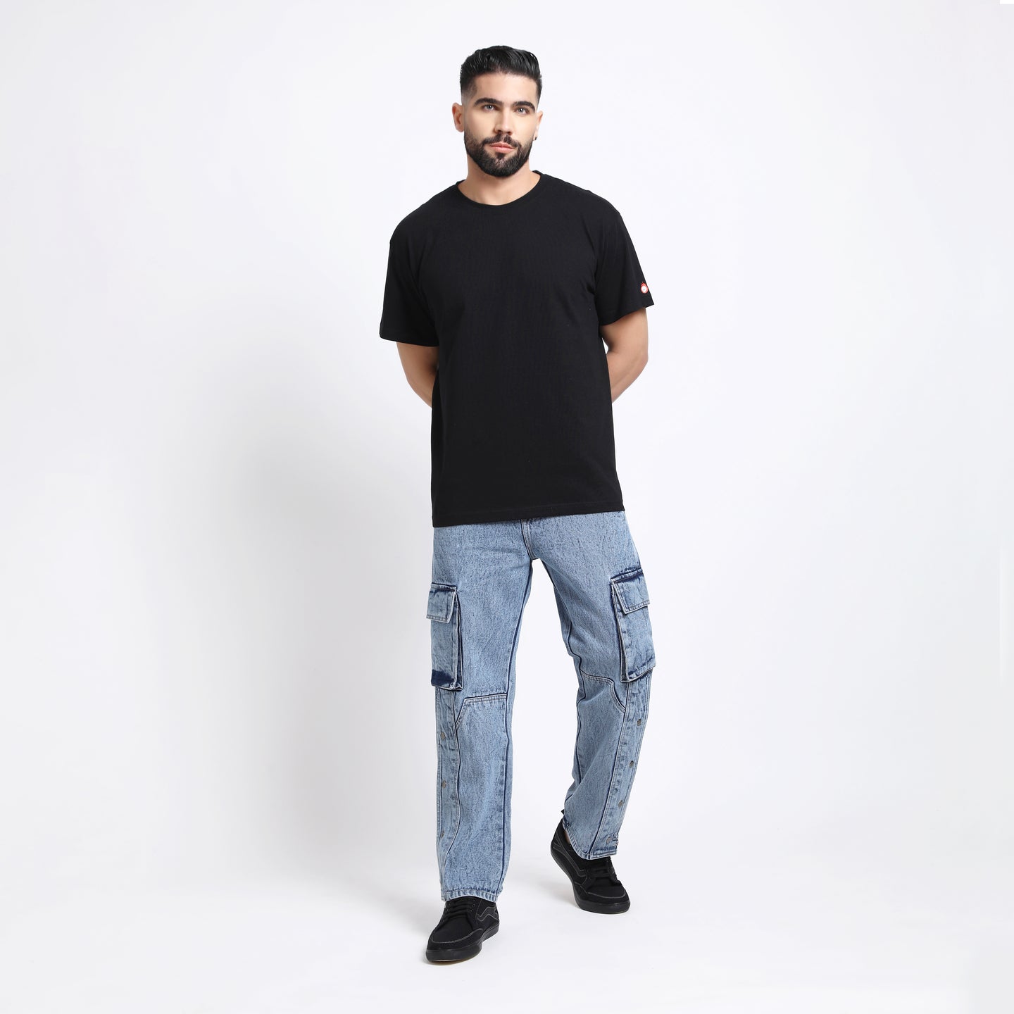 DARK BLUE BAGGY CARGO FIT JEANS 4789-2